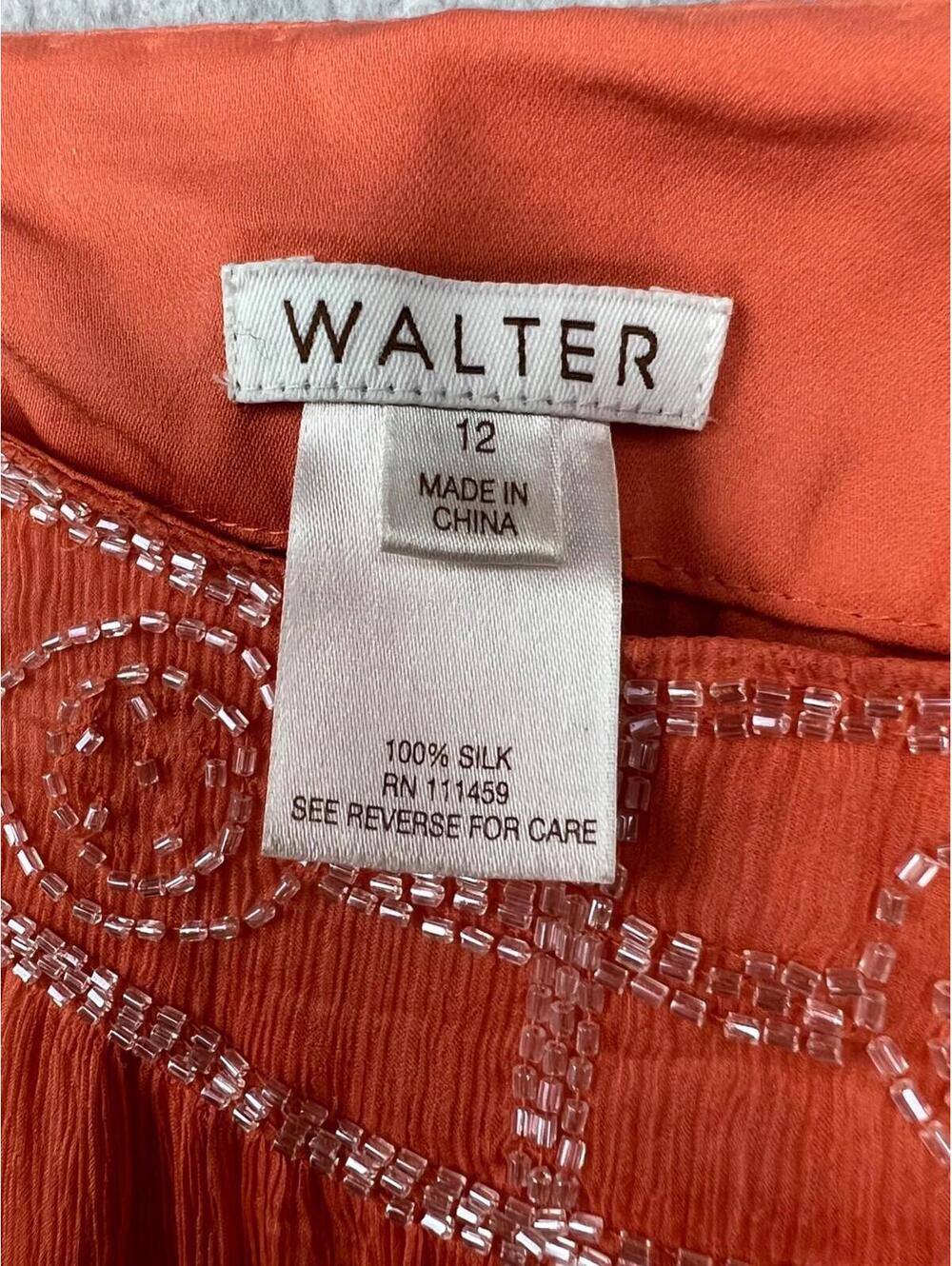 Walter Womens Chiffon Mini Skirt Size 12 Beaded Sheer Boho Chic Silk Embroidered - Picture 5 of 9